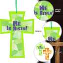Ctosree 24 Sets Religious Easter Crafts Easter He is Risen Cross Craft Kits Tissue Paper DIY Art for Celebrations Ornaments Religious Sunday School Crafts Home Classroom Game Activities