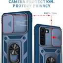 Compatible with Samsung Galaxy S22 Case with 1 Screen Protector,Built-in 360 Kickstand Ring,with Camera Cover Dustproof Shockproof Military Grade Drop Heavy Duty Protection Phone Bumper, Blue