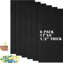 Qunclay 6 Pack Black Cork Board Tiles 17 x 8 Inch Self Adhesive 1/2'' Thick Cork Board Bulletin Memo Boards Pin Boards for Walls Office Home with a Box of Push Pins