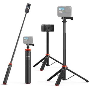 UURig Extendable Selfie Stick Tripod for GoPro Max Hero 10 9 8 7 6 5 4, DJI Osmo Action, Insta 360 One R and More Action Camera（50.7''）