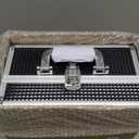 Joligrace Makeup Train Case Makeup Case 3-Tray Cosmetic Box with Mirror, Shine Black, 11.8-in Large Makeup Box with Detachable Brush Holder, Lockable Portable Makeup Travel Organizer Case