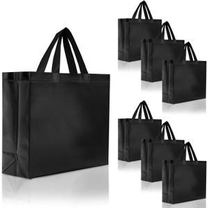 Nush Nush Set of 30 Black Gift Bags Bulk - Shiny Black Reusable Large Gift Bags with Handles - Ideal for Small Business, Big Parties and Events, Corporate Gifts, Halloween, Christmas Gifts - 13x5x11