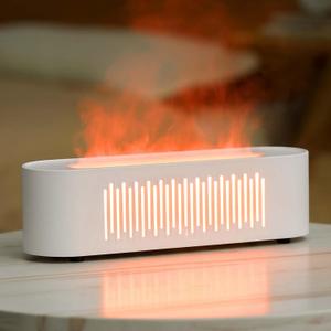 Essential Oil Diffuser White, Fireplace Fire Flame Aromatherapy Diffuser, 260ML Cool Mist Humidifier, Scent Aroma Diffuser with 7 Colors Light, Timer and Auto-Off, Perfect for Home Bedroom Office