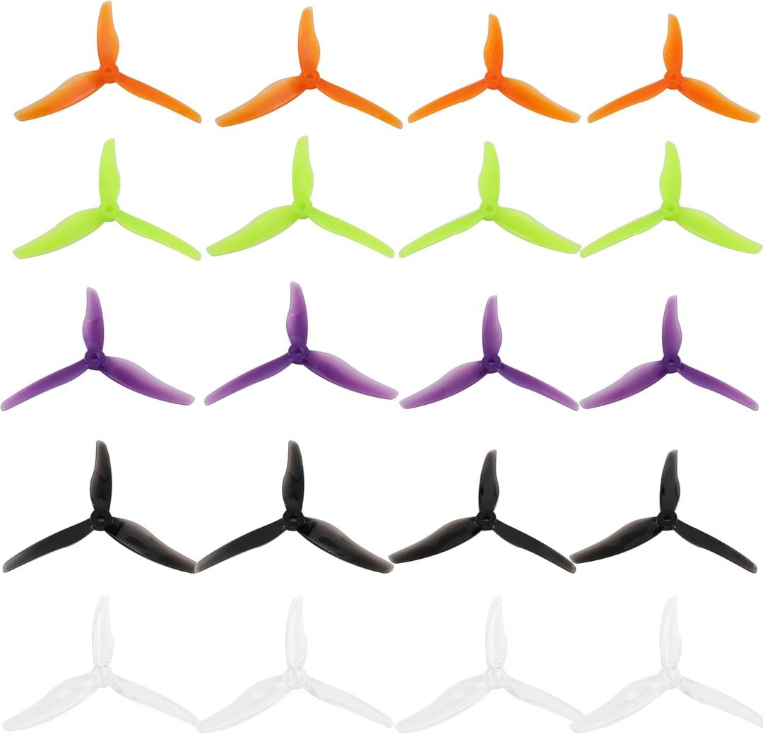 20pcs FPV Drone Props Propeller: Gemfan Hurricane 51433 3-Blades 5.1x3.5 PC Props Compatible 2206-2306 Brushless Motor for RC Quadcopter FPV Racing/Freestyle Drone