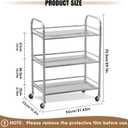 Stainless Steel Utility Cart - 3-Tire Metal Rolling Small Service Cart on Wheels for Salon Labs Clinic - Flat Top Kitchen Storage Organizer Shelf Trolley for Livingroom Office