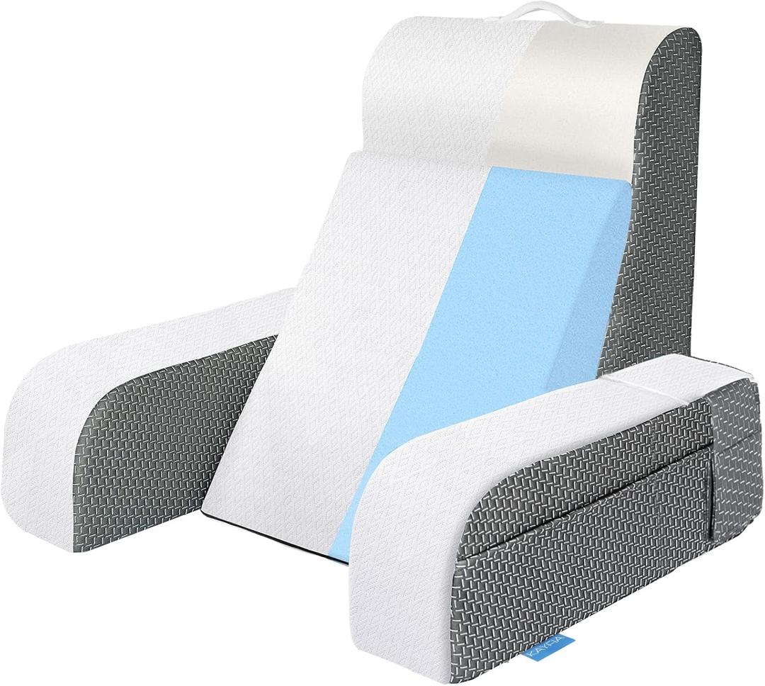 Kayfia Reading Pillow, Gel Memory Foam Back Rest Pillow, 21'', White