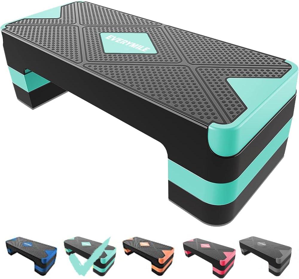 Aerobic Exercise Step, Adjustable Aerobic Stepper for Exercise, Workout Step Platform, Step Up Box, 26.5" Step Deck with 4” 6” 8” Adjustable Height Risers, Women Home Gym Fitness