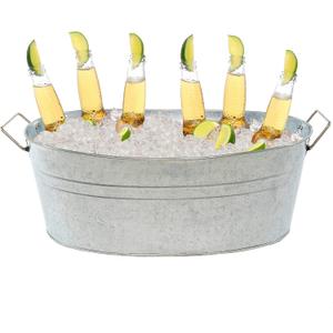 Simple Elements 2.5 Gallon Galvanized Beverage Tub - Multifunctional Ice Bucket - Beverage Tub for Parties, Events and Home Decor - Farmhouse Decor - 1.72 Lbs - 15.25" L x 10.15" W x 6.15" H, Pack of 2