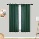 Mrs.Naturall Bathroom Window Curtains,Dark Green Linen Short Sheer Curtains 54 Inch Length (36"W x 54"L (Pack of 2))
