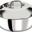 All-Clad D3 3-Ply Stainless Steel Dutch Oven 5.5 Quart Induction Oven Broiler Safe 600F Pots and Pans, Cookware Silver