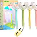 U Shaped Kids Toothbrush 4 Pack, U-Type Whole Mouth Toothbrush for Kids (Age 6-10)