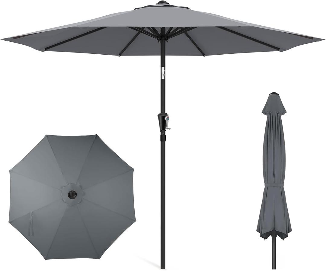HOMSHADE Outdoor Patio Umbrella - Market Table Pool Deck Umbrella with Push Button Tilt, Crank, UPF50+ UV Protection and Sturdy Ribs, 3-Year Fade Resistance, 220GSM Solution-Dyed Fabric (No base)