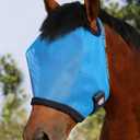 Harrison Howard All Round Mesh Horse Fly Mask UV Protective with Fleece Padded Edging Sky Blue L