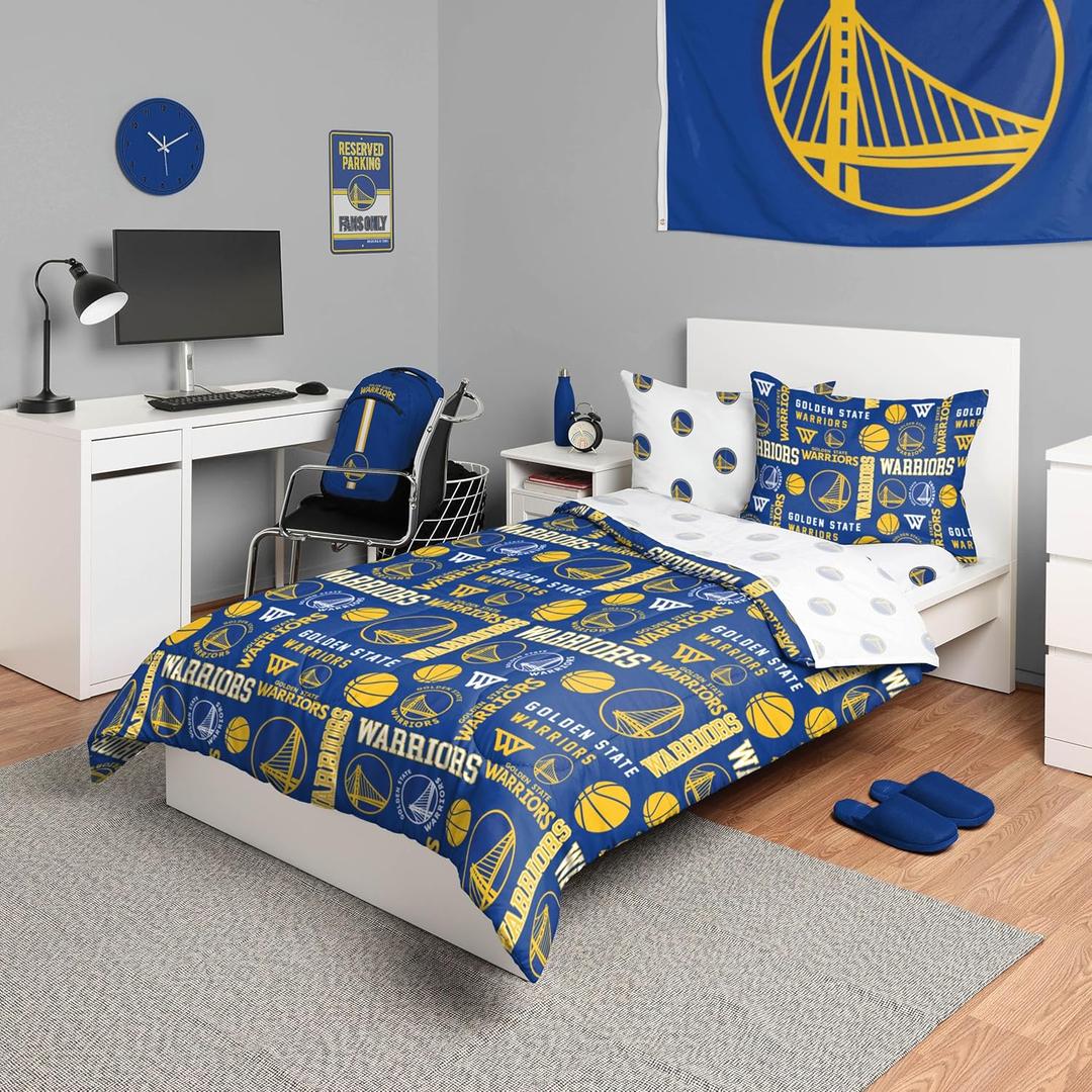 FOCO Unisex-Adult NBA Team Logo Bed in a Bag Comforter, Sheets, Pillow Cases Bedding 5-Piece Set (Full)