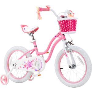 RoyalBaby Girls Bike with Training Wheels, Stargirl Kids Bicycle 12 Inch Toddlers to Big Kids 3-4 Years, Star Pink