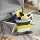2 x Emvency Set of 4 Yellow Throw Pillow Covers Abstract Stripe Simple Geometric Acrylic Bold Modern Decorative Pillow Cases Home Decor Square 26x26 Inches Pillowcases