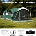 UNP Camping Tent 8 Person Waterproof Big Tunnel Tent with Screen Porch and Rainfly Screen Room Outdoor Large Tents for Family Camping 20' x 9' x 80in(H), Dark Green