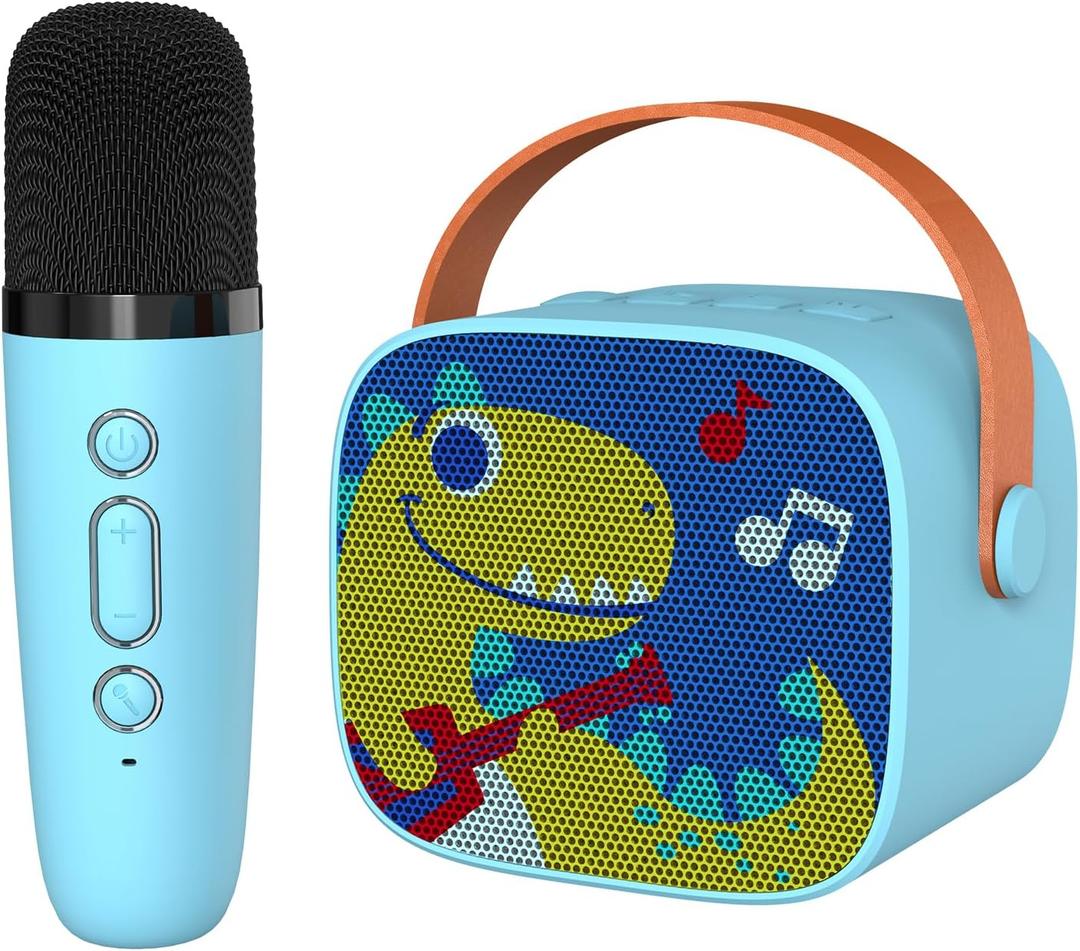 Dinosaur Karaoke Machine for Kids,Portable Bluetooth Speaker with Wireless Microphone,Kids Music Player Toys for Boys,3,4, 5, 6, 7, 8+ Years Old, Teens Birthday (Yellow Dinosaur)