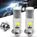 HONLEEX 2pcs AC9-48V P15D H6M LED Motorcycle Headlight Bulbs 1800LM Super Bright 4xCOB Chips High/Low Beam LED Lamps for ATVS YFM350 450 400 660 700 Raptor.Xenon White.6500K.