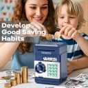 Piggy Bank Toys for Boys 6-8, Birthday Gifts for 6 7 8 10 11 12 Year Old Boys & Girls, Kids Safe Money Bank with Password, Educational Savings Toy for Kids Ages 5-12 (Navy)