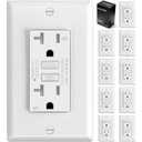 10 Pack GFCI Outlet 20 Amp, Outdoor Weather Resistant (WR), Ultra Slim GFI Receptacles with LED Indicator, Ground Fault Circuit Interrupter, Wallplate Included, ETL Listed, White