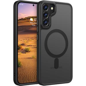 Rayboen for Samsung Galaxy S22 Plus Case Magnetic, [Compatible with Magsafe] Protective Slim Fit Skin Feel Phone Cover for Samsung S22 Plus 5G with Translucent Hard Back & Soft Edge, Matte Black