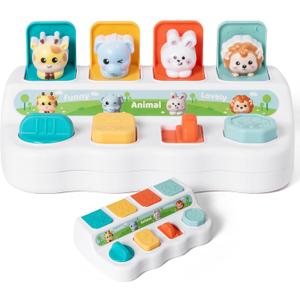 Animals Pop Up Toy - Interactive Funny Activity Pop Up Toys Early Learning Montessori Developmental Cause and Effect Color Sorting for Toddlers 18 Months+ Boys Girls