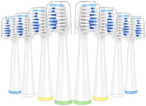 Oralphi 8 Pack Toothbrush Replacement Heads for Waterpik Sensonic Complete Care CC-04CD010-1, and for Waterpik Sensonic Electric Toothbrush STW-03W020/STW-03W027, with Cover for White STWB-3WW-B