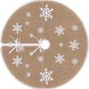 Christmas Tree Skirt, 30 Inch Khaki Tree Skirt, Burlap Tree Skirt with White Snowflake Small Tree Mat, Farmhouse Christmas Decorations for Holiday Party Home Decor Indoor Outdoor