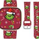 Christmas Watch Band Compatible with Fitbit Sense/Sense 2/Versa 3/Versa 4 Bands Women,Silicone Replacement Band for Fitbit Sense/Sense 2/ Versa 4/ Versa 3 Smartwatch (Red)