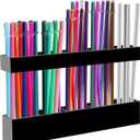 9.5 Large Acrylic Straw Holder for Cabinet Door - Reusable Tumbler Straw Organizer Storage, Small Kitchen Accessories Container, Ultra Sticky Cupboard Door Mounted (Black)