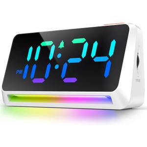 LED Digital Clock for Bedroom, Super Loud Alarm Clock for Heavy Sleepers Adults, Teens | Simple Plug-In Electric Bedside Nightstand Desk Clock with Light and Adjustable Color/Volume/Brightness/Snooze