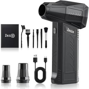 Zezzofan Compressed Air Duster-180000RPM Ultra Powerful Electric Air Duster, 3-Gear Adjustable High Speed Brushless Motor Air Blower for Dust Cleaning PC/Keyboard/Car