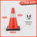 RoadHero 4 Pack Traffic Safety Cones 18 Inch with Black Weighted Base, Plastic PVC Cone, Orange Cones with Reflective Collar, Cones for Parking Lot, Construction Events, Road Safety