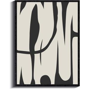 ARPEOTCY Black Framed Canvas Wall Art, Line Art Minimalist Paintings Artworks, Black and White Abstract Pictures Decor, Prints Hanging Wall Decor for Bathroom Bedroom Office 12x16inch (16L" x 12W", Abstract Black Line)