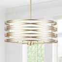 Sprayed Gold Chandeliers for Dining Room Modern Farmhouse 18.89 Inches Drum Chandelier with White Shade Industrial 5 Light Gold Pendant Lighting Fixtures for Entryway Kitchen Island Bedroom