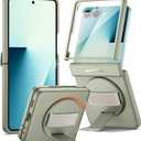 SURITCH for Samsung Galaxy Z Flip7 Case with 360 Rotatable Hand Strap Phone Grip Holder & Invisible Kickstand & Screen Protector, Protective Cover for Flip 7 -Green