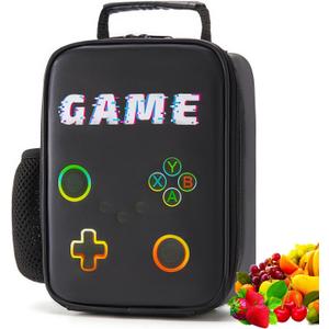 Boy Lunch Box,Kids Lunch Bag Insulated Leather Game Lunch Box for School Thermal Meal Cooler Lunch Boxes for Boy Girl Kid Toddler Teen
