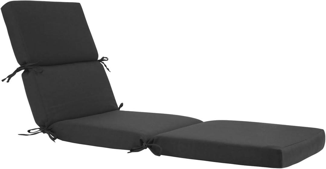 3" Solid Outdoor Lounge Chair Cushion, 74 x 22.5 inch Weather Resistant Chaise Lounge Cushion with 6 Ties for Patio Pool Furniture