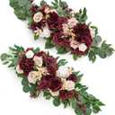 Ling's Moment Artificial Red Wedding Arch Flowers 2 Swags of Ceremony Backdrop Rose Arbor Centerpieces Decorations, Reception Table Outdoor Hanging Party Reception Floral Arrangement Decor Marsala