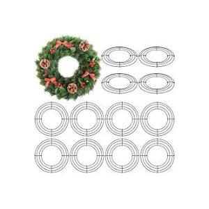 Aodaer 24 Pack 30 Inch Wire Wreath Frame Christmas Dark Green Wire Wreath Ring Round Metal DIY Floral Crafts Wreaths for Halloween New Year Holiday Valentines Day Decorations