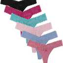 UWOCEKA Cotton Thongs - Thongs for Women Pack, Cute Underwear Sexy Panties for Lady (Large, 918c-6)