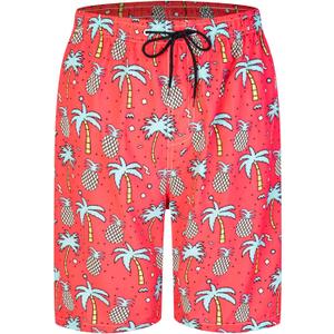 FT FENTENG Mens Swim Trunks Quick Dry Board Shorts with Mesh Lining, Breathable Surf Beach Shorts Swimwear Bathing Suits (Red, L)