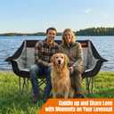 Heavy Duty Double Camping Chair 650LBS Capacity, Fully Padded Folding Camping Chairs Loveseat, Big Oversize Outdoor Patio Lawn Chair with Arm Cup Holder for Camping, Fishing, Beach