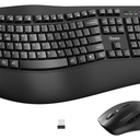 Wireless Keyboard and Mouse Combo,2.4G Full Size Wave Keys Ergonomic Keyboard with Wrist Rest for Natural Typing, 3 DPI Adjustable Ergonomic Silent Mouse for Computer/Laptop/Windows/Mac (Black)