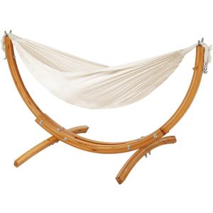 FUNLIO Wooden Hammock with Stand for Kids 3-5 Years (Height < 3.9ft/120cm), Premium Solid Wood Kids Hammock Chair Stand, Stable Structure, Wider & Longer Children Hammock, 220lbs Capacity
