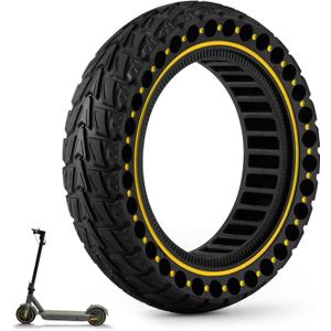 HAONAIMO E Scooter Tires,10 Inches x 2.5 Solid Tires,10 Inches Solid Replacement Wheels,60/70-6.5 Electric Scooter Solid Rubber Tires,Honeycomb Solid Tires for Ninebot Max G30/G30D/G30E/G30LP-Yellow