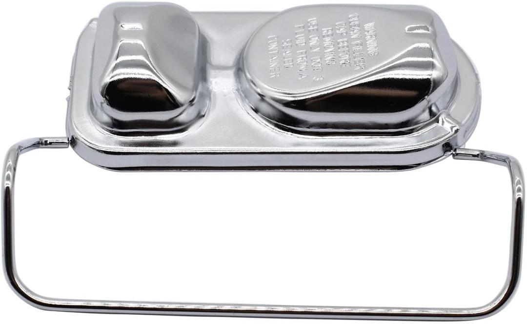 1 Set SHLPDFM Chrome Steel Master Cylinder Cover Single Bail Cap 2-3/4"X5-3/4 Compatible with Ford 1973-1983