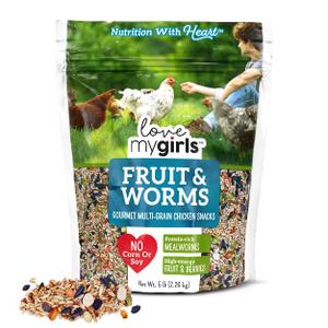 Love My Girls: Chicken Snacks - Fruit & Worms - 5lb Bag
