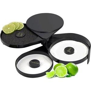 1 Pack 3 Tier Bar Glass Rimmer for Margarita and Cocktail, Bartender Tool,Salt Box Spice Container